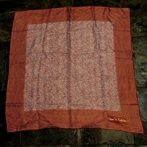 Vintage Chic Rust and White Square Scarf